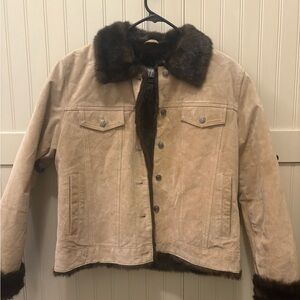 Vintage Wilsons Leather Maxima Suede Jacket | Tan | Fur Trim | Boho Western